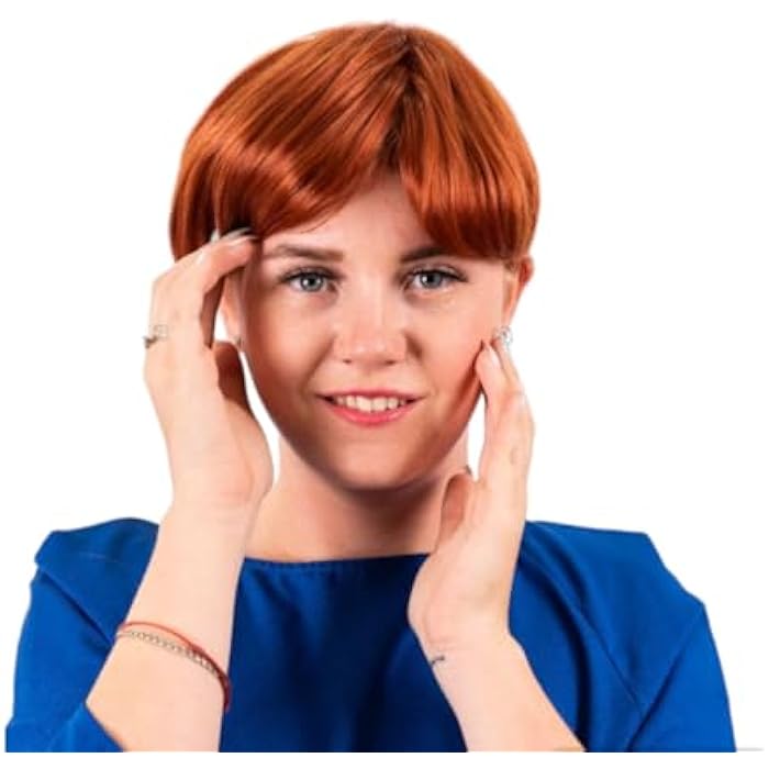 DILLARDS Short Pixie Cut Wig, Two-Tone Black and Copper Red, Synthetic Hair, Layered Style with Side Bangs - Image 1
